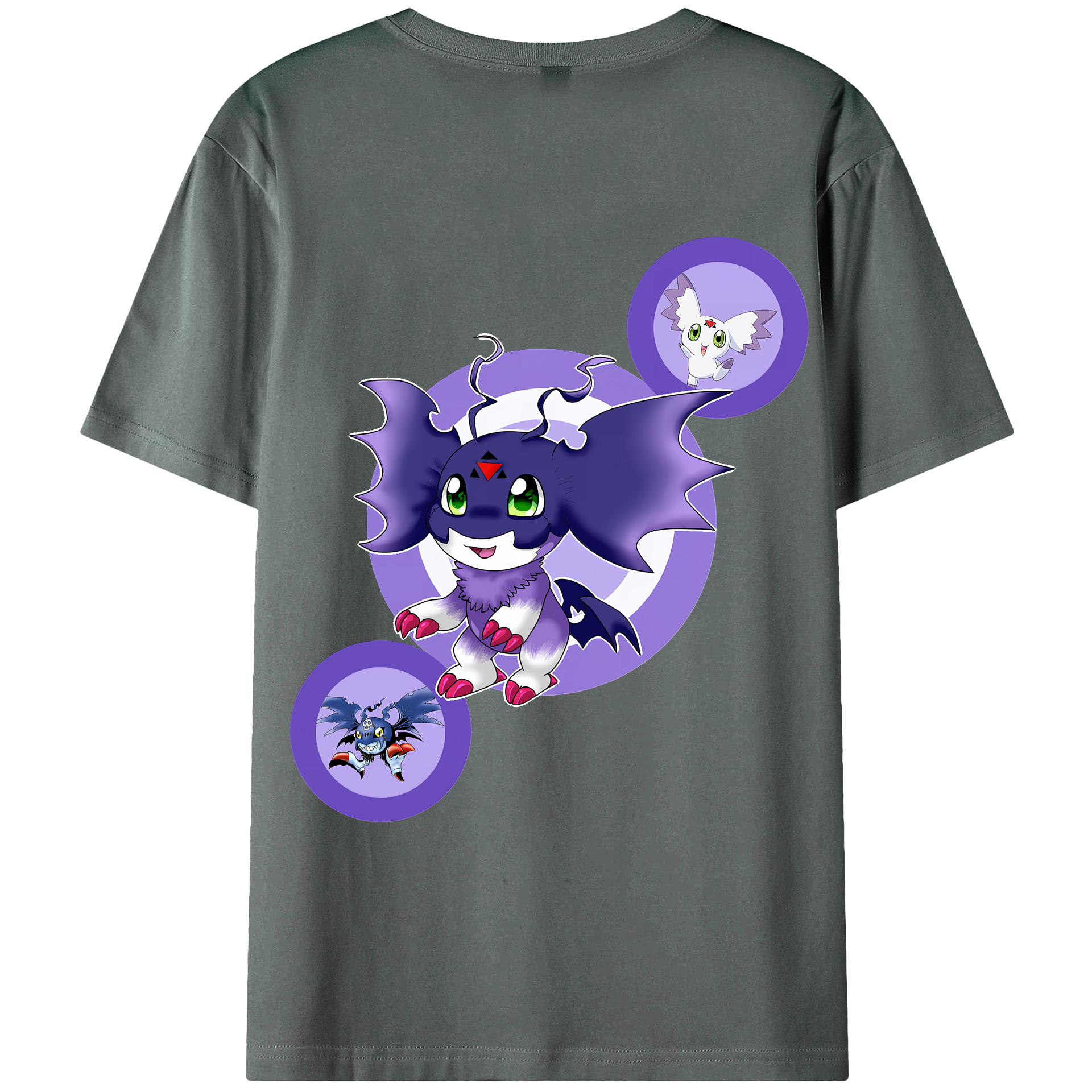 （画像用） Digimon デジタルモンスター/デジモン 綿100％ メンズ半袖Tシャツ（バックプリント） 通気性